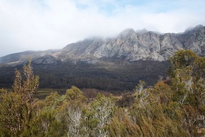 Scenic view of mountains against sky