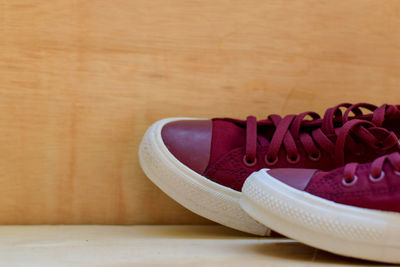 High angle view of shoes on table