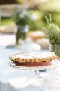 Close-up of tart on table