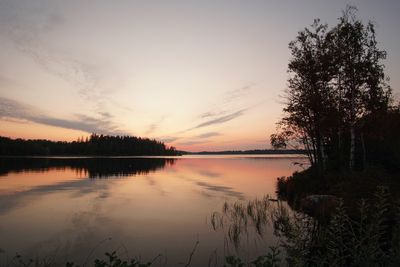 Scenic view of lake during sunset