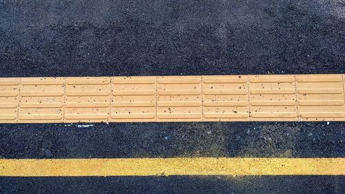 High angle view of zebra crossing on road