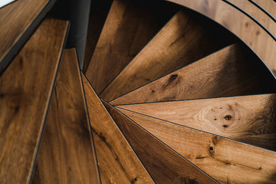 High angle view of spiral staircase