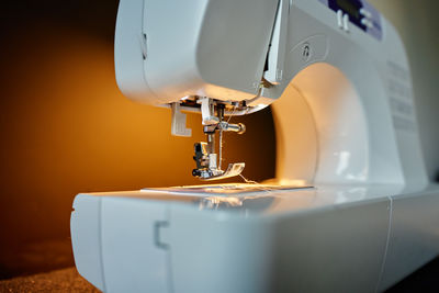 Close-up of sewing machine