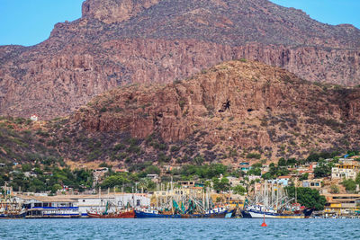 View of boats in bay