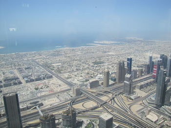 High angle view of cityscape against sky