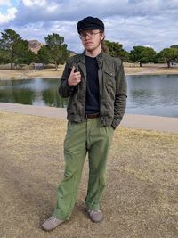 Young man standing on field