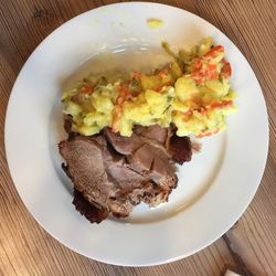 Close-up of breakfast served in plate