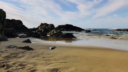 Scenic view of beach against sky