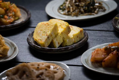 Close-up of food in plate on table