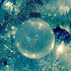 Close-up of illuminated christmas tree