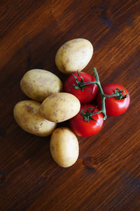 High angle view of fruits on table