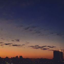 Silhouette buildings against sky during sunset