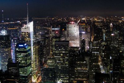 City lit up at night