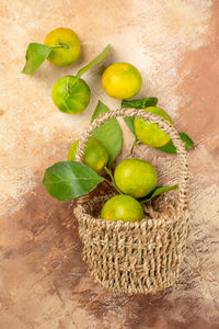 High angle view of fruits on table