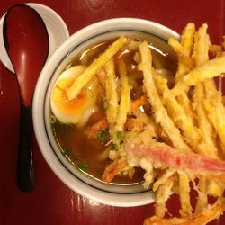 Close-up of noodles in plate on table