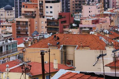 High angle view of residential buildings