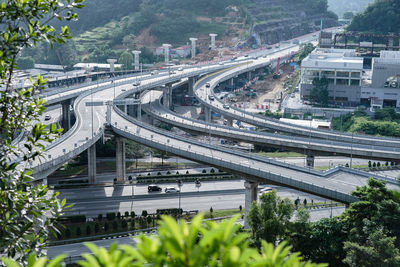 High angle view of elevated road in city