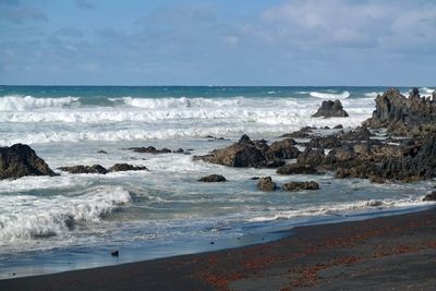 Scenic view of beach against sky