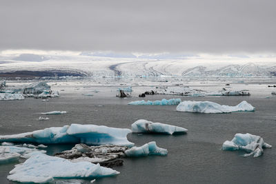 Scenic view of sea against sky during winter