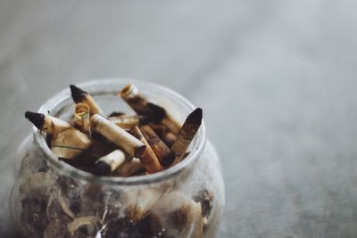 Close-up of cigarette butts