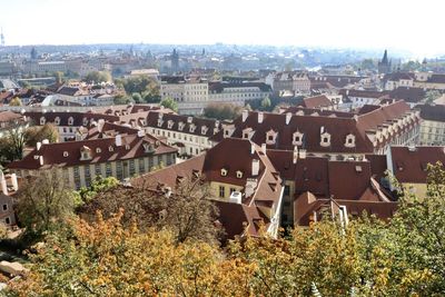 High angle view of townscape against sky