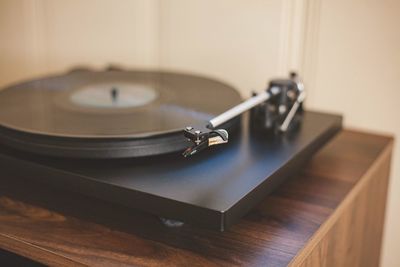 Close-up of turntable