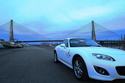 View of suspension bridge against sky