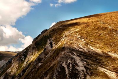 Low angle view of mountain against sky