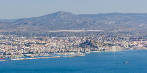 Aerial view of city at waterfront