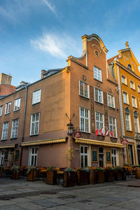 Low angle view of buildings against sky