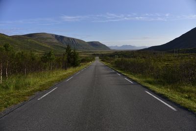 Road amidst green landscape against sky