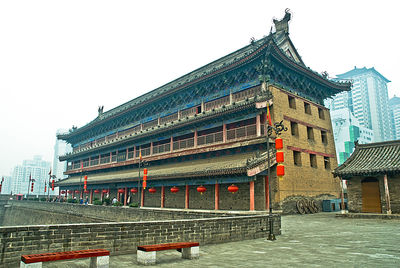 View of temple building against clear sky