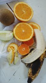 High angle view of fruits on table