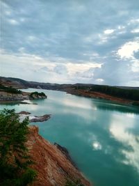 Scenic view of lake against sky