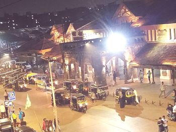 Group of people on road at night