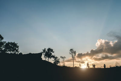 Silhouette trees against sky during sunset