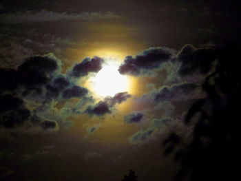 Low angle view of cloudy sky at sunset