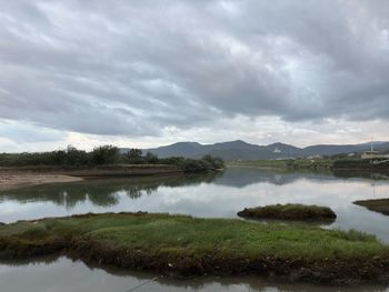 Scenic view of lake against sky