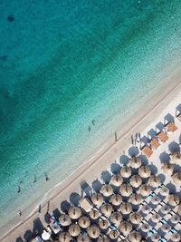 High angle view of people on beach