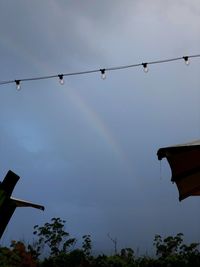 Low angle view of power cables against sky