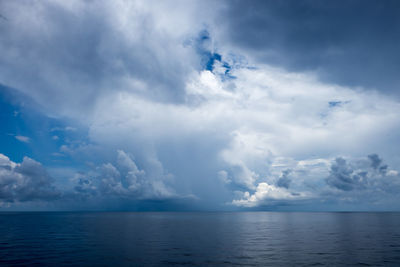 View of calm sea against cloudy sky