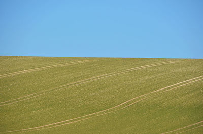 Scenic view of land against clear sky