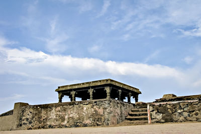 Ancient ,stone made, old gandhi mandapam structure in kanyakumari, india.