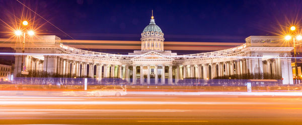 Light trails on street at night