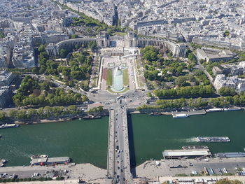 High angle view of bridge over river in city