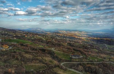 Aerial view of landscape against sky