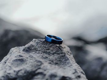 Close-up of blue water on rock