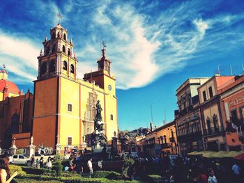 High angle view of church against sky