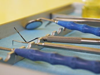 Close-up of dental equipment