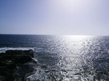 Scenic view of sea against clear sky